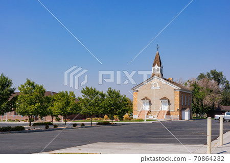 Sunny view of the Parowan Old Rock Church Museum 70864282