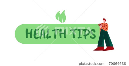 Health tips poster. Organic green healthy lifestyle recommendations proper natural nutrition with vitamins. Health tips poster. Organic green healthy lifestyle recommendations proper natural nutrition with vitamins. 70864688
