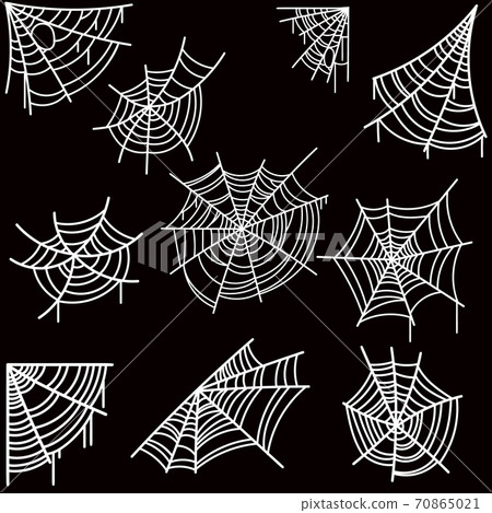 Set of halloween spider web on dark background. Design element for poster, card, banner, flyer, decoration. Set of halloween spider web on dark background. Design element for poster, card, banner, flyer, decoration. 70865021