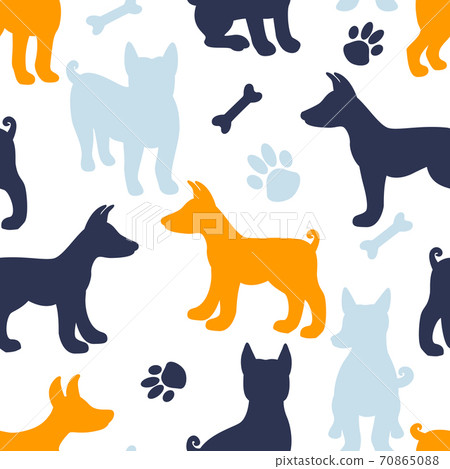 Dog silhouette seamless pattern. Print template... - Stock Illustration  [70865088] - PIXTA