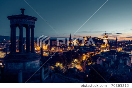Edinburgh city skyline from Calton Hill., United Kingdom 70865213
