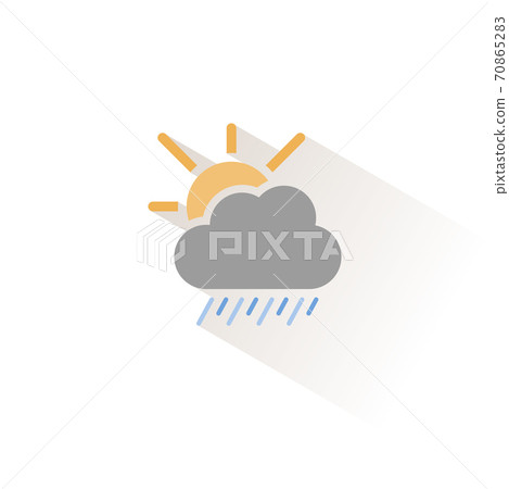 Heavy rain, cloud and sun. Isolated color icon. Weather vector illustration Heavy rain, cloud and sun. Isolated color icon. Weather vector illustration 70865283