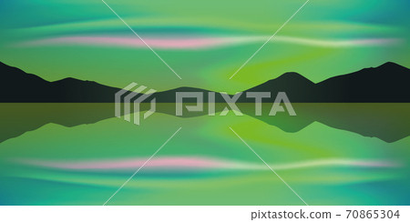 aurora borealis beautiful polar lights by the lake 70865304