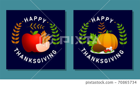 Thanksgiving day banner, poster, greeting card and invitation background. Autumn season inscription. Vector illustration. 70865734