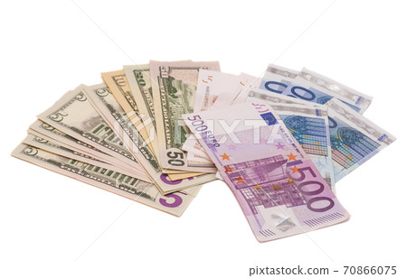 Dollars and euro money on white Dollars and euro money on white 70866075