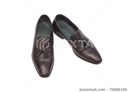 Black man leather shoes on white background 70866106