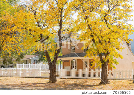 Sunny view of the Jesse N. Smith Home Museum with fall color 70866505