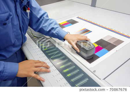 Improve hand to measure density of printed matter in offset printing. Image of color management and quality control 70867676