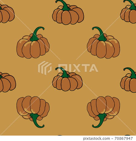 Pumpkins seamless vector repeat orange background Pumpkins seamless vector repeat orange background 70867947