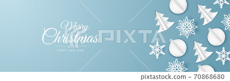 Paper art style Christmas Background. Greeting card, holiday banner, web poster 70868680