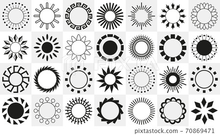 Collection of abstraction of different black sun - Vector 70869471