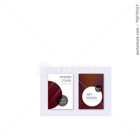 Trendy cover design template set. Orange abstract  70870587