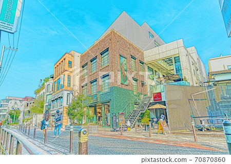 [動漫風格]澀谷貓街周圍的東京風光的城市風光 70870860