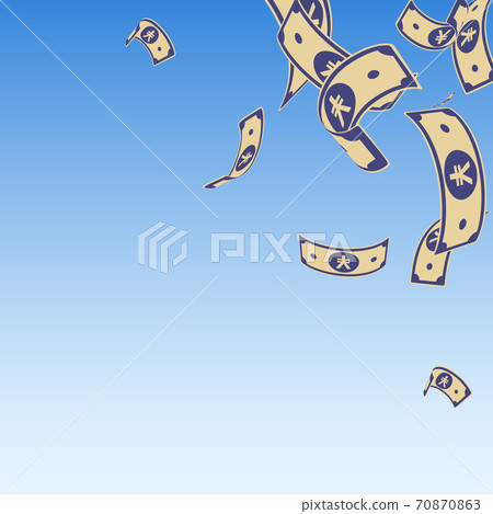 Chinese yuan notes falling. Random CNY bills on bl 70870863