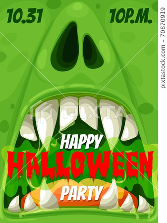Halloween party invitation with zombie monster Halloween party invitation with zombie monster 70870919