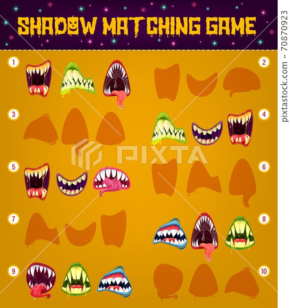 Halloween monster shadow matching game template 70870923