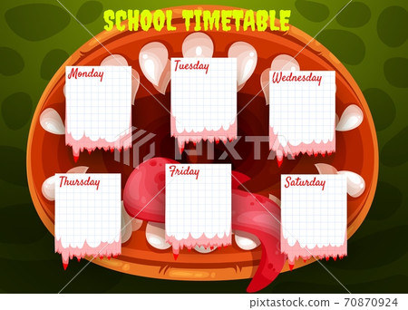 School timetable template with Halloween monster School timetable template with Halloween monster 70870924