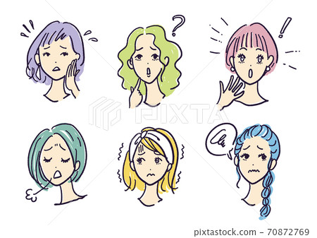 Women's set with various facial expressions Women's set with various facial expressions 70872769