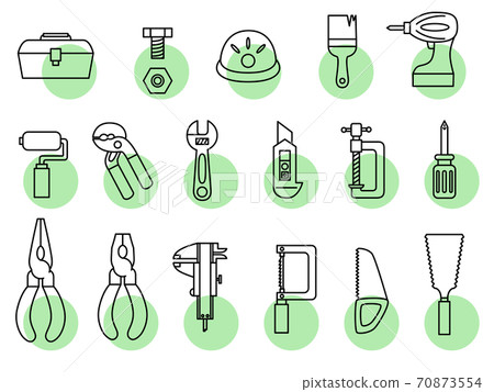 Tools Icon material Calipers Jigsaw Saw Electric drill Bolt Wrench Cutter Pliers Vise, etc. 70873554