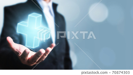 Businessman offer positive thing (such as profit, benefits, development, CSR) Businessman offer positive thing (such as profit, benefits, development, CSR) 70874303