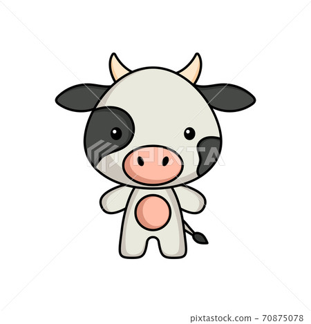 Cute cartoon cow logo template on white... - Stock Illustration ...