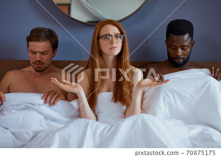 girl woke up with two diverse men, she is in shock 70875175