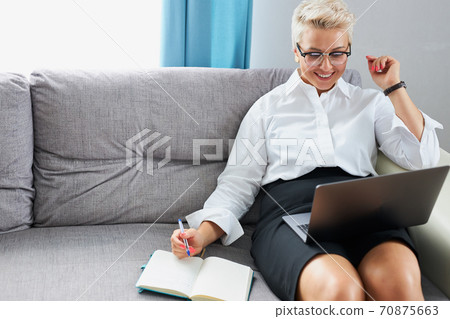 caucasian teacher tutor learn teach in online chat, distance webinar online teaching concept 70875663