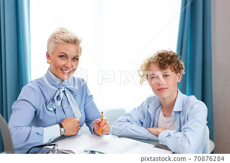 young blonde female tutor came to schoolboy at home 70876284