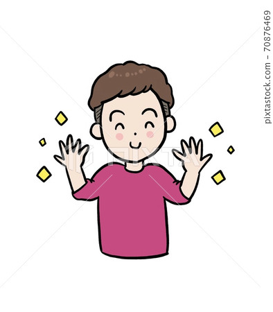 Illustration of a man with shiny hands Illustration of a man with shiny hands 70876469