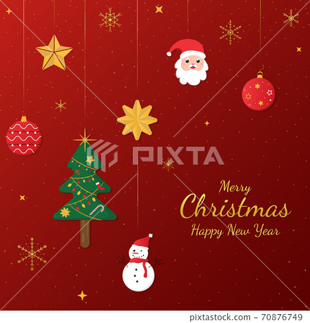 Christmas red banner cartoon pattern design gold snowflake style. Christmas red banner cartoon pattern design gold snowflake style. 70876749