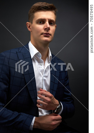 portrait of serious handsome male in trendy suit, isolated portrait of serious handsome male in trendy suit, isolated 70878495