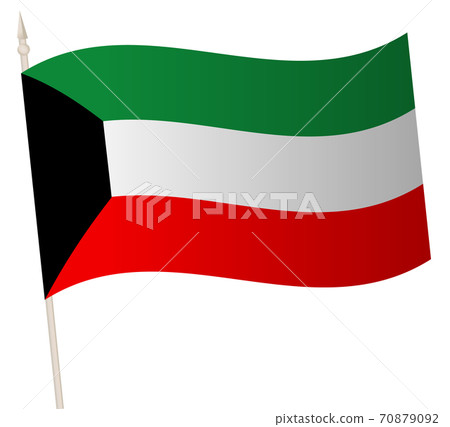 Vector Waving flag on a flagpole. The national flag of Kuwait. Vector Waving flag on a flagpole. The national flag of Kuwait. 70879092