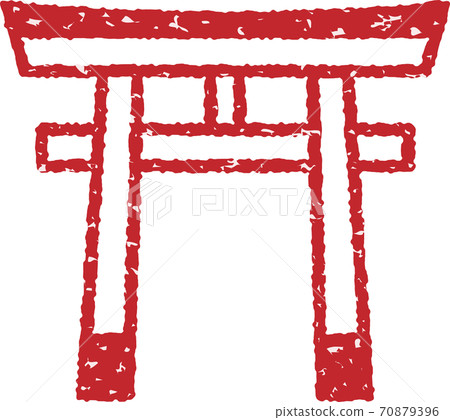Illustration of torii (stamp ver.) 70879396