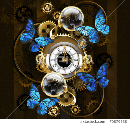 Gears and blue butterflies 70879588