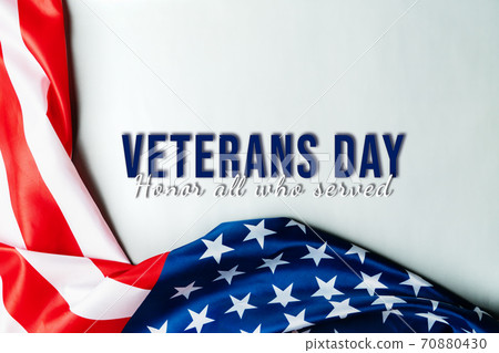 Veterans day. Honoring all who served. American flag on wooden background. 70880430