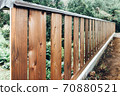 A simple wooden fence that can be rebuilt each time it breaks due to typhoon damage 70880521