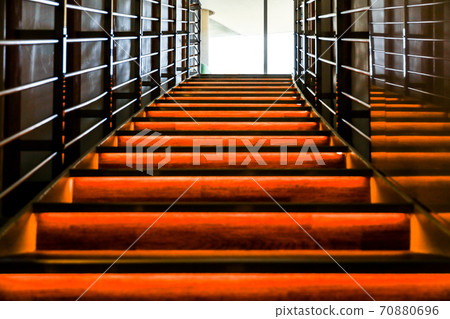 Stairs incorporating reddish brown logs Stairs incorporating reddish brown logs 70880696