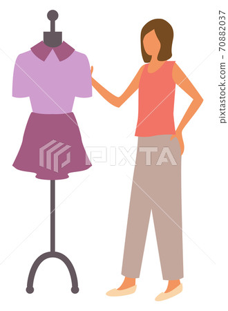 Woman Shopping in Boutique, Clothes Buyer Vector Woman Shopping in Boutique, Clothes Buyer Vector 70882037