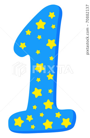 One Number Blue Decoration Element Isolated Vector - Stock Illustration ...