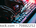 People using keyboard computer for search, working, shopping, e-learning and social connection 70882252