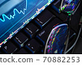 Stock market chart screen on keyboard computer and eyeglasses, online investment concept 70882253