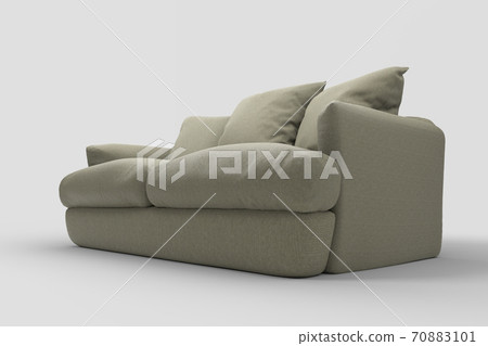 Grey couch with pillows on studio white background. Grey couch with pillows on studio white background. 70883101