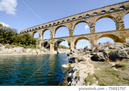 Ancient Roman Aqueduct Pont du Gard (France) Ancient Roman Aqueduct Pont du Gard (France) 70883797