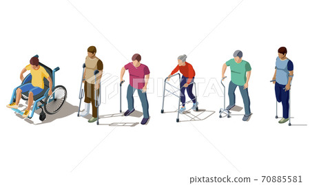 Disabled people with leg or back injuries 70885581