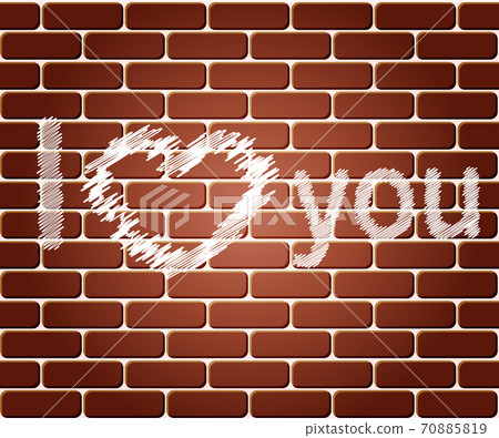Valentines Day Love typography with shiny lights. Love text on brick wall background. 70885819