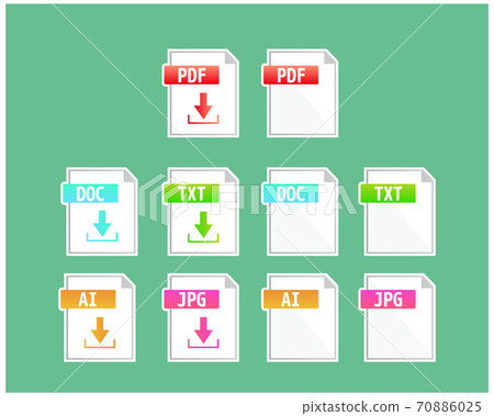 Vector illustration of saved file / Set of image files, documents, software icons Vector illustration of saved file / Set of image files, documents, software icons 70886025