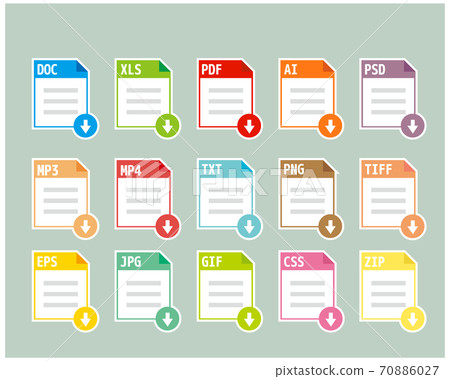 Vector illustration of saved file / Set of image files, documents, software icons 70886027