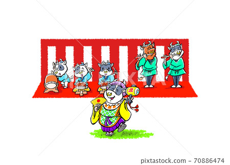 大國天馬，根據音樂伴奏的節奏快樂地跳舞的牛 70886474