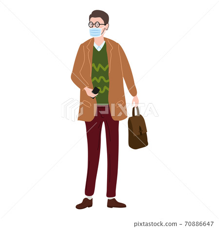 Young man student in modern autumn trendy... - Stock Illustration ...