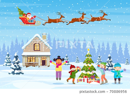 kids decorating a Christmas tree kids decorating a Christmas tree 70886956